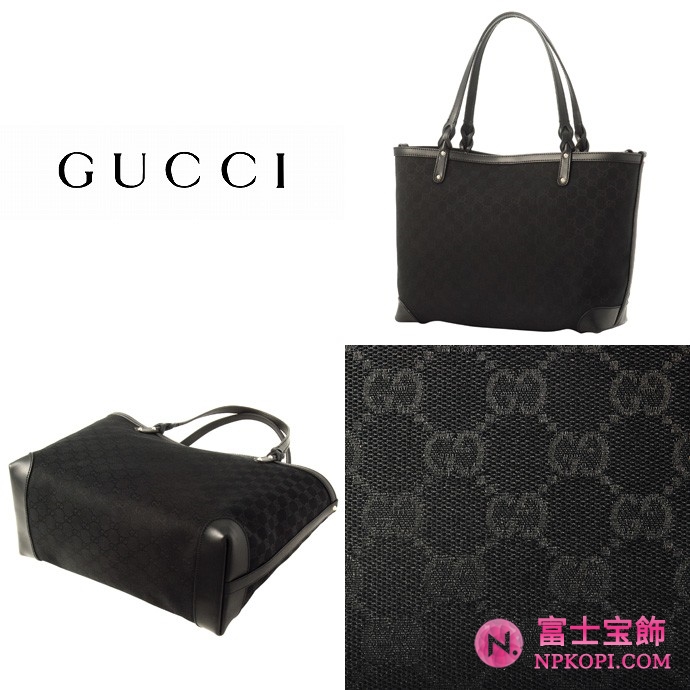 GUCCI/グッチ 2012年春夏GUCCI CRAFT定番キャンバスGG柄ポーチ付きミディアムトートバッグ 247209 F4CMG 1000 